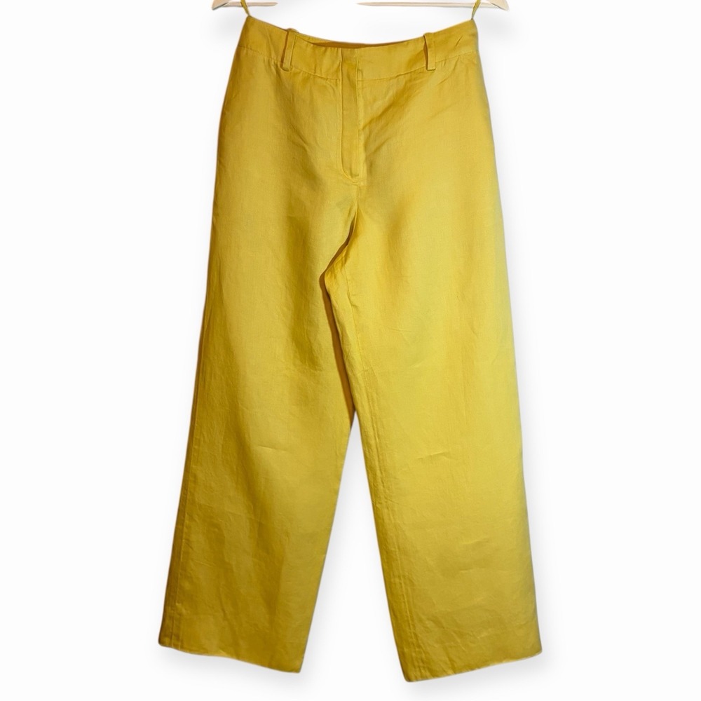 Hermès Paris Linen Trousers Yellow pockets Made in France‎ Size 38 EU - Picture 2 of 13